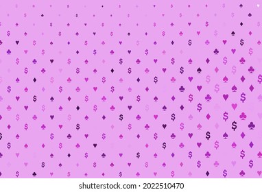 Light pink, blue vector template with poker symbols. Colorful gradient with signs of hearts, spades, clubs, diamonds. Pattern for ads of parties, events in Vegas.