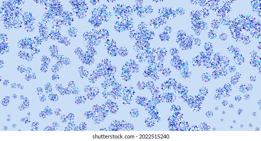 Light pink, blue vector template with ice snowflakes. Colorful abstract illustration with snowflakes. New year background.