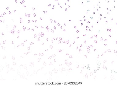 Light Pink, Blue vector template with musical symbols. Shining illustration of colorful gradient music notes. Pattern for websites of musitians.