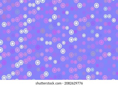 Light Pink, Blue vector template with ice snowflakes. Shining colored illustration with snow in christmas style. The pattern can be used for new year ad, booklets.