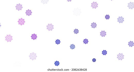 Plantilla vectorial azul rosa claro con copos de nieve. Simple ilustración abstracta con hielo, nieve, copos de nieve. Diseño de Navidad para negocios.