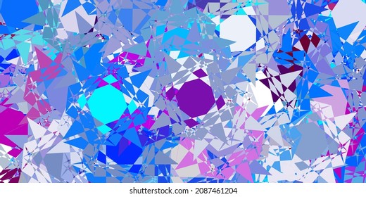 Plantilla vectorial azul rosa claro con formas triangulares. Magnífica ilustración abstracta con formas triangulares, formas. Una adición fácil a sus comerciales.