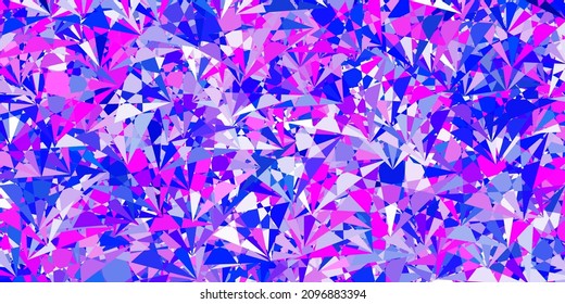 Light Pink, Blue vector template with triangle shapes. Triangle shapes with colorful gradient in abstract style. Template for commercials.