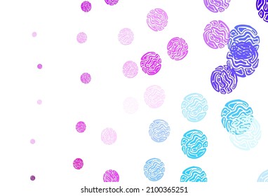 Plantilla vectorial azul rosa claro con círculos. Hermosa ilustración de color con círculos borrosos en estilo natural. Diseño para afiches, banner de sitios web.