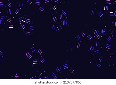 Plantilla de vector azul rosa claro con palos repetidos, puntos. Ilustración colorida y brillante con líneas sobre una plantilla abstracta. Mejor diseño para tu anuncio, afiche, banner.