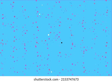Plantilla vectorial azul rosa claro con cristales, círculos, cuadrados. Decoración de estilo abstracto con líneas, puntos, cubos. Patrón de anuncios comerciales, folletos, folletos