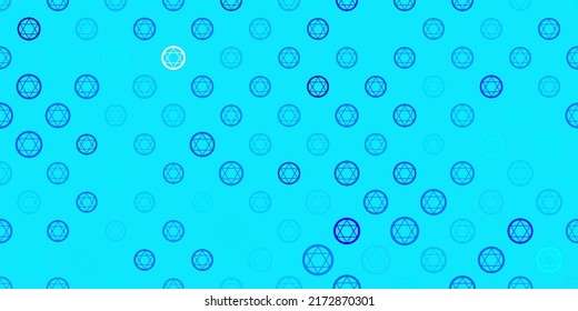Light Pink, Blue vector template with esoteric signs. Illustration with magical signs of spiritual power. Background for esoteric, mystic designs.