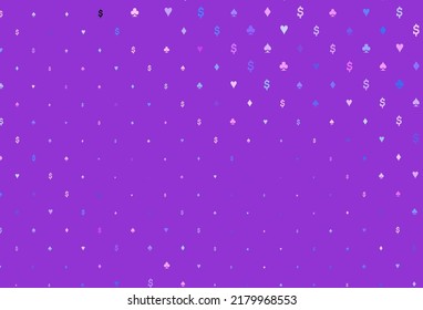 Light pink, blue vector template with poker symbols. Colored illustration with hearts, spades, clubs, diamonds. Pattern for booklets, leaflets of gambling houses.