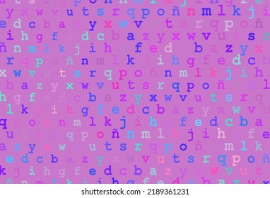 Light pink, blue vector template with isolated letters. Shining illustration with ABC symbols on abstract template. Template can be used as a background for ads of typography.