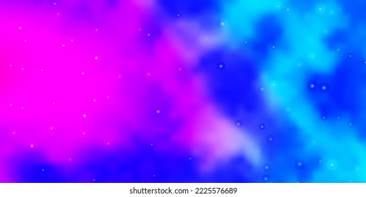 Light Pink, Blue vector template with neon stars. Modern geometric abstract illustration with stars. Design for your business promotion.