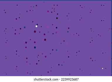 Plantilla vectorial azul rosa claro con cristales, círculos, cuadrados. Ilustración abstracta con puntos coloridos, líneas, cubos. Plantilla moderna para su página de inicio.