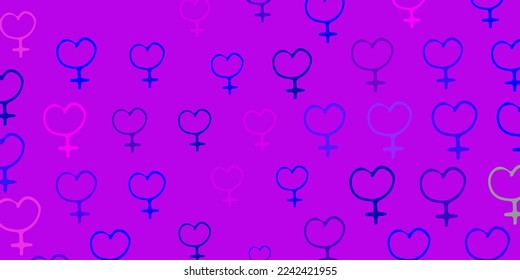 Light Pink, Blue vector template with businesswoman signs. Colorful illustration with gradient feminism shapes. Background for International Women Day.