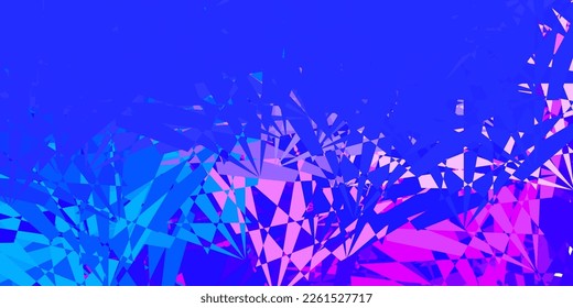 Plantilla vectorial azul rosa claro con formas triangulares. Ilustración abstracta sobresaliente con una gama de triángulos coloridos. Diseño para sus fondos de escritorio.