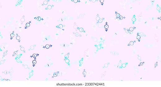 Light Pink, Blue vector template with businesswoman signs. Abstract illustration with a depiction of women's power. Background for International Women’s Day.