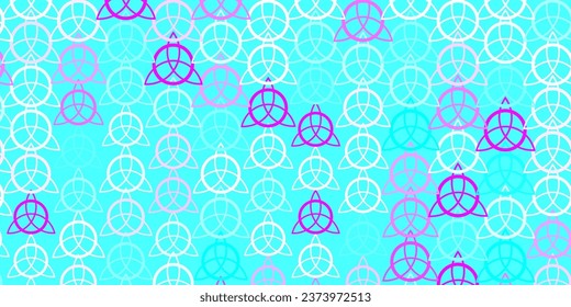Light Pink, Blue vector template with esoteric signs. Illustration with magical signs of spiritual power. Best design halloween events.