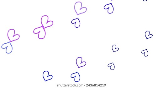 Light Pink, Blue vector template with doodle hearts. Blurred decorative design in doodle style with hearts. Pattern for carnival, festival romantic leaflets.