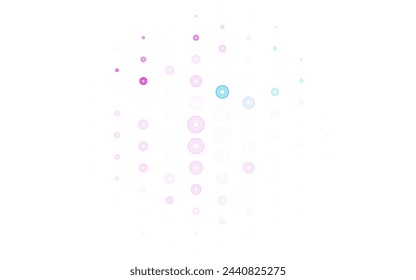 Rosa claro, plantilla de vector azul con círculos. Burbujas borrosas sobre fondo abstracto con degradado colorido. Patrón para anuncios futuristas, folletos.