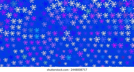 Rosa claro, Plantilla de Vector azul con signos de gripe. Ilustración abstracta colorida con Formas médicas degradadas. Diseño de advertencia de riesgo biológico.