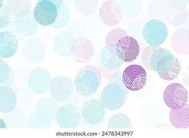 Light Pink, Blue vector template with circles. Glitter abstract illustration with blurred drops of rain. Pattern for futuristic ad, booklets.