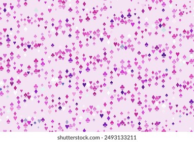Light Pink, Blue vector template with poker symbols. Shining illustration with hearts, spades, clubs, diamonds. Pattern for booklets, leaflets of gambling houses.