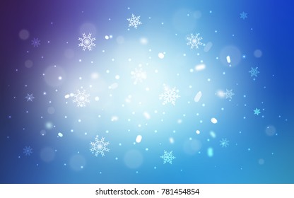 Light Pink, Blue vector template with ice snowflakes. Glitter abstract illustration with crystals of ice. New year design for your ad, poster, banner.