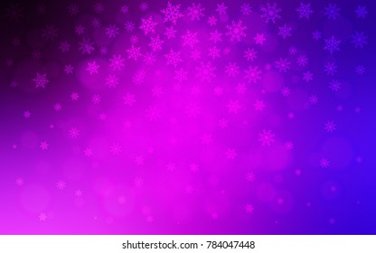Light Pink, Blue vector template with ice snowflakes. Decorative shining illustration with snow on abstract template. The pattern can be used for year new  websites.
