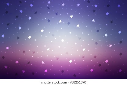 Light Pink, Blue vector template with sky stars. Blurred decorative design in simple style with stars. Smart design for your business advert.