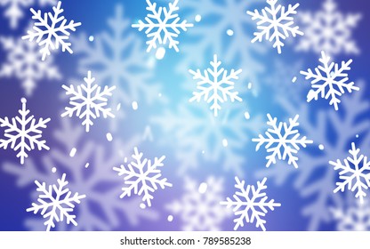 Light Pink, Blue vector template with ice snowflakes. Modern geometrical abstract illustration with crystals of ice. New year design for your ad, poster, banner.
