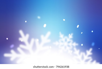 Light Pink, Blue vector template with ice snowflakes. Snow on blurred abstract background with gradient. New year design for your business advert.