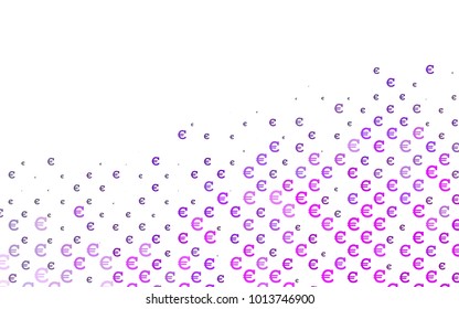 Light Pink, Blue vector texture with colored Euro signs. Colored symbols of cryptocurrency on white background. The pattern can be used for ad, booklets, leaflets of banks.
