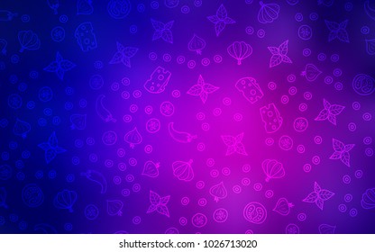 Light Pink, Blue vector texture with delicious snacks. Illustration with set of fresh food in doodle style. Pattern for ad, booklets, leaflets of restaurants.