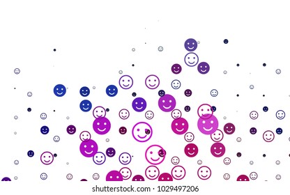 Light Pink, Blue vector texture with happy smiles. Colorful gradient Smiles on white background. Beautiful design for your business advert.