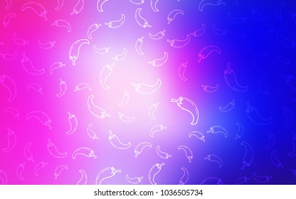 Light Pink, Blue vector texture with hot peppers. Illustration with set of fresh peppers in doodle style. Doodle design for your business advert of cafes.