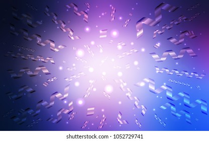 Light Pink, Blue vector texture with birthday confetti. Decorative shining illustration with ribbons on abstract template. The pattern can be used for birthday gifts, congratulations.