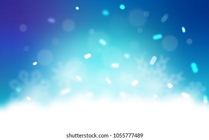 Light Pink, Blue vector texture with colored snowflakes. Blurred decorative design in xmas style with snow. The template can be used as a new year background.