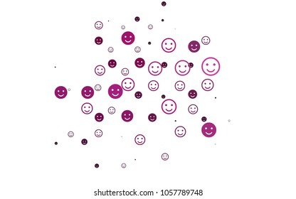 Light Pink, Blue vector texture with happy smiles. Blurred decorative design of smiles in doodle style. Pattern for ad, booklets, leaflets of celebrations.