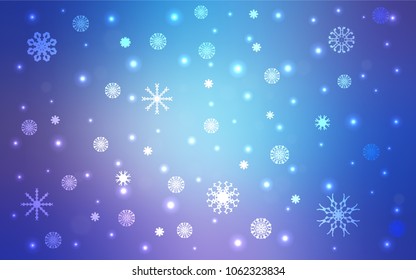 Light Pink, Blue vector texture with colored snowflakes. Glitter abstract illustration with crystals of ice. New year design for your business advert.