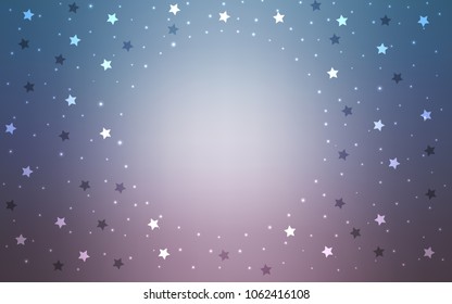 Light Pink, Blue vector texture with beautiful stars. Shining colored illustration with stars. The pattern can be used for new year ad, booklets.