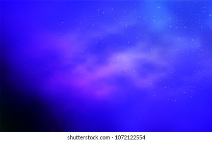Light Pink, Blue vector texture with milky way stars. Space stars on blurred abstract background with gradient. Best design for your ad, poster, banner.