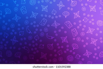 Light Pink, Blue vector texture with delicious snacks. Beautiful colored illustration with food in doodle style. Doodle design for your business advert of cafes.