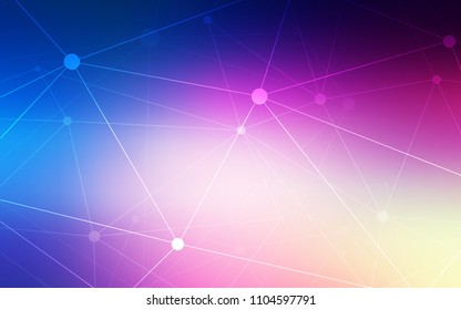 Light Pink, Blue vector texture with disks, lines. Decorative design in abstract style with triangle structure. New design for ad, poster, banner of your website.