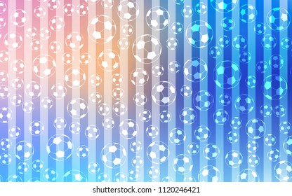 Light Pink, Blue vector texture with soccer balls. Colorful gradient with signs of soccer tournament. Pattern for booklets, leaflets of soccer turnament.