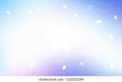 Light Pink, Blue vector texture with colored snowflakes. Blurred decorative design in xmas style with snow. The pattern can be used for new year ad, booklets.