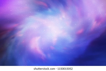 Light Pink, Blue vector texture with milky way stars. Blurred decorative design in simple style with galaxy stars. Smart design for your business advert.