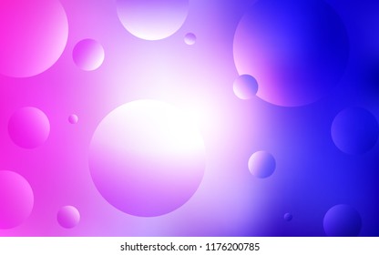 Light Pink, Blue vector texture with disks. Glitter abstract illustration with blurred drops of rain. Pattern can be used as texture of wallpapers.