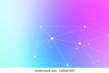 Light Pink, Blue vector texture with disks, lines. Design with connection of dots and lines on colorful background. Pattern can be used for beautiful websites.
