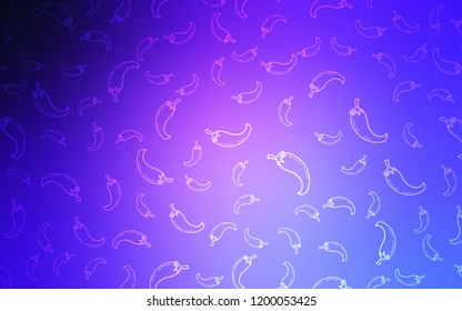 Light Pink, Blue vector texture with hot peppers. Illustration with set of fresh peppers in doodle style. Template for meal cooking in kitchen.