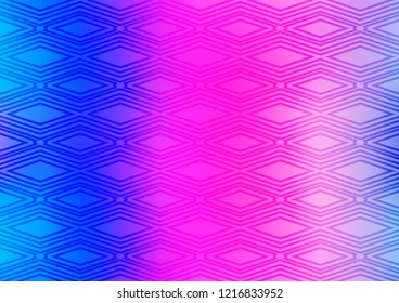 Light Pink, Blue vector texture with lines, rhombuses. Glitter abstract illustration with colorful lines, rhombuses. Pattern for websites, landing pages.