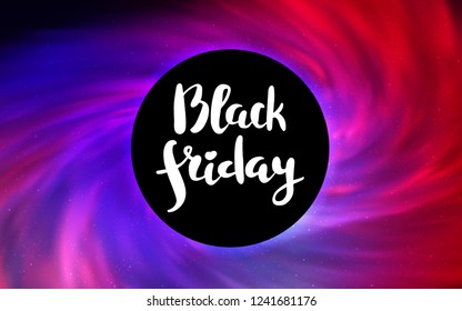 Light Pink, Blue vector texture with a black hole, galaxy. Illustration with colorful milky way stars and a black hole. Template for Black Friday sales.