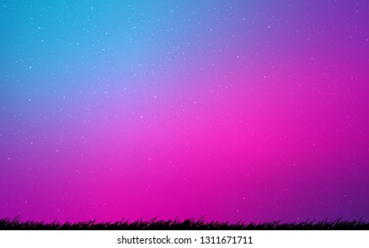 Light Pink, Blue vector texture with milky way stars. Shining illustration with sky stars on abstract template. Pattern for futuristic ad, booklets.